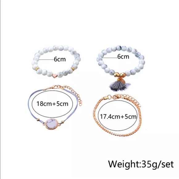 BOHO bracelet set beaded marble tassel heart zen - Picture 2 of 3